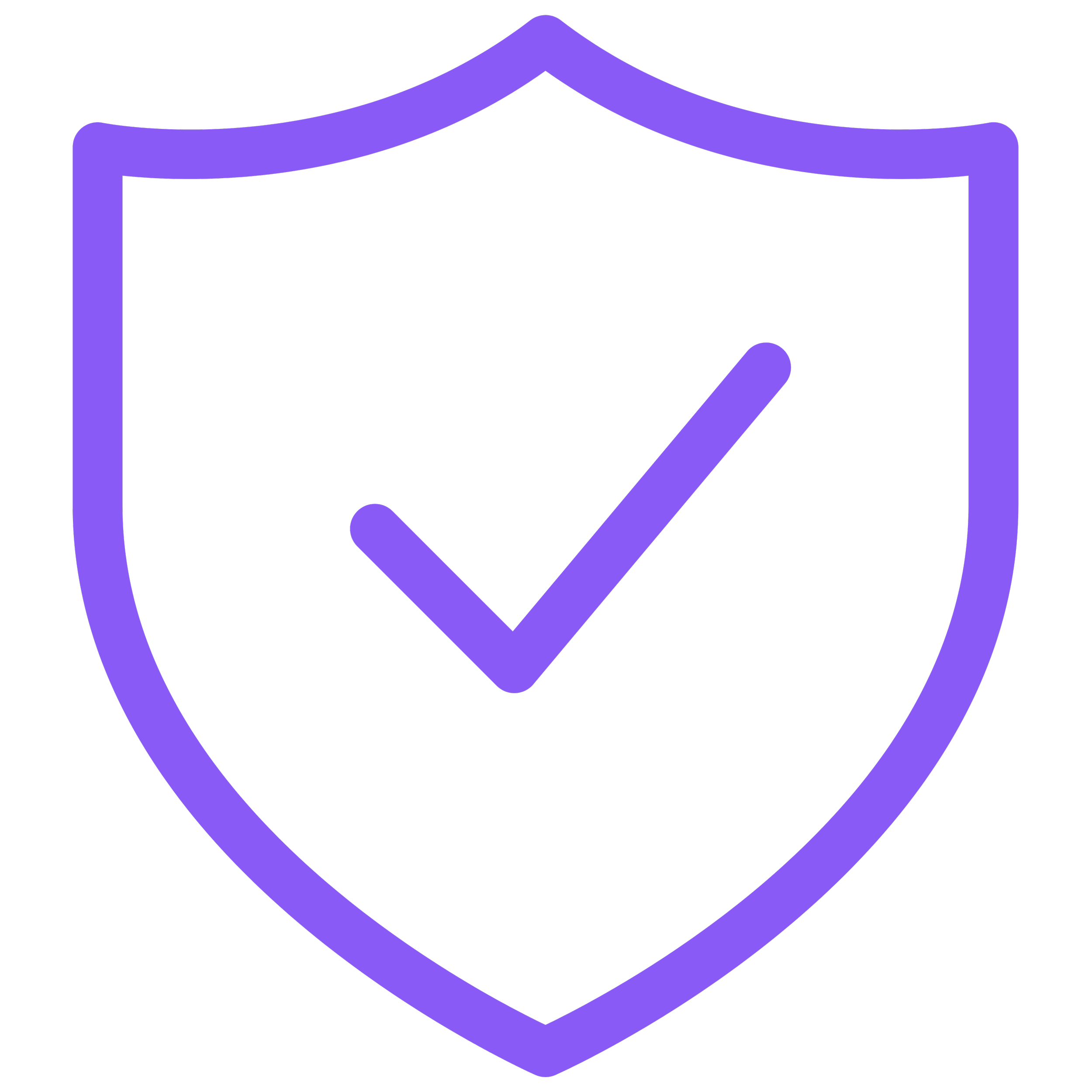 A stylized purple outline of a shield.