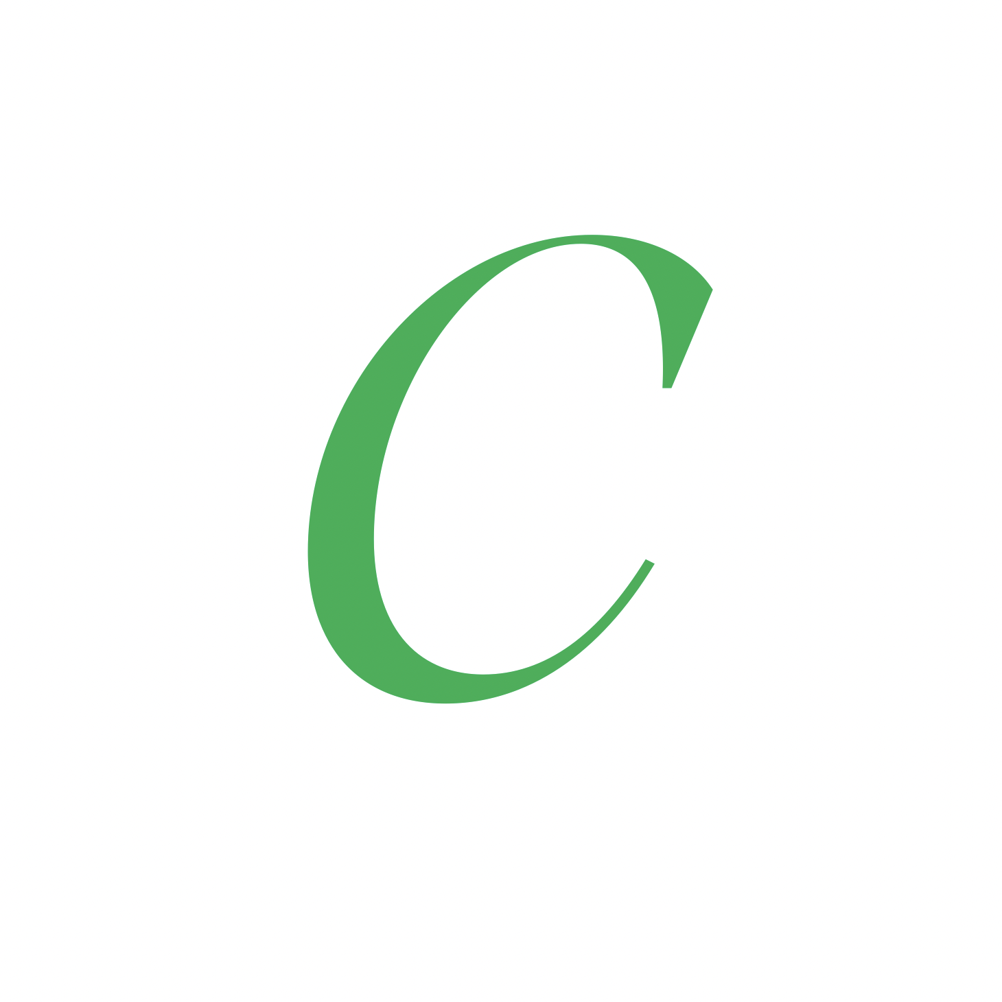 Large black letter C on a white background.