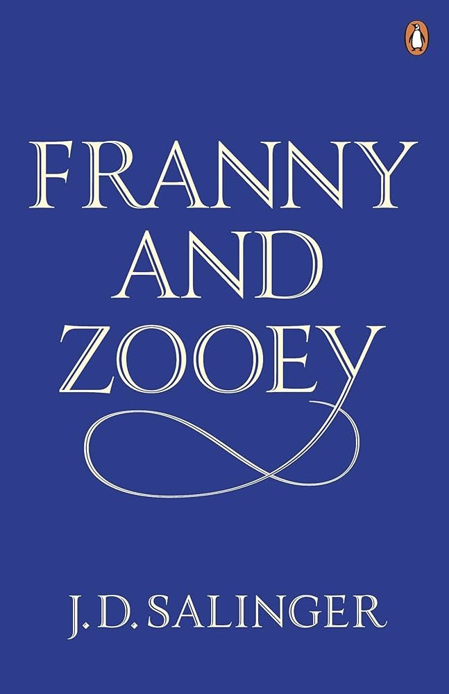 Book cover of 'Franny and Zooey' by J.D. Salinger with a blue background and white text.