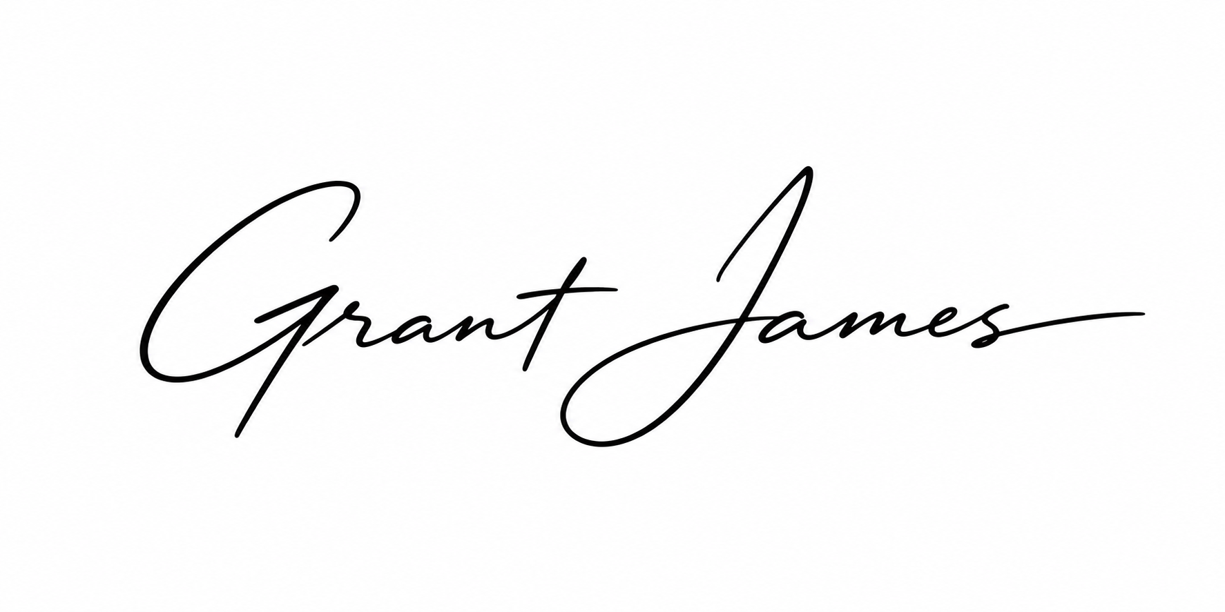 Stylized handwritten text that reads "Grant James" in black on a white background.