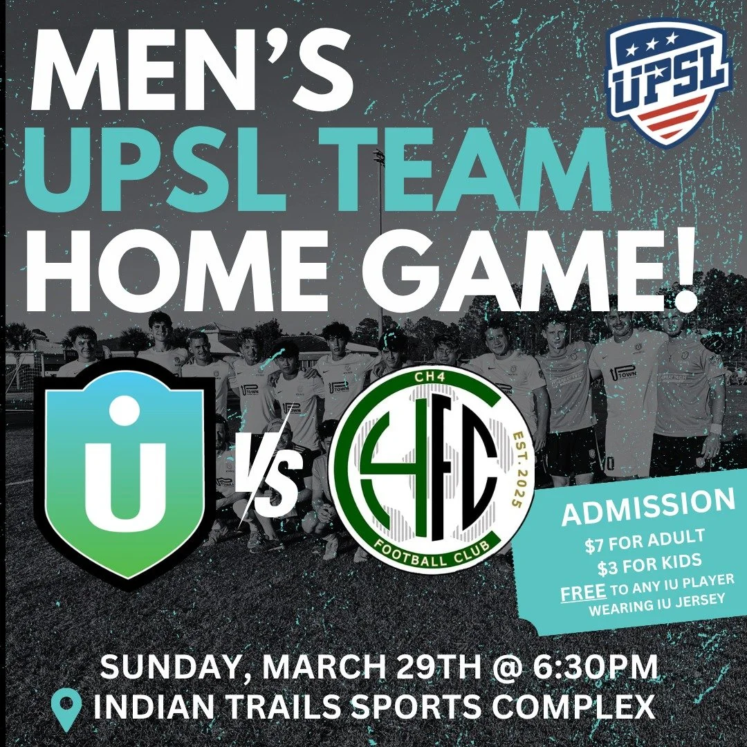 Our Men&rsquo;s UPSL Team is back at HOME and ready to go &mdash; we can&rsquo;t wait to see everyone out there.

📅 Sunday, March 29th @ 6:30PM
📍 Indian Trails Sports Complex

Bring the family, bring the energy, and let&rsquo;s enjoy a great night 