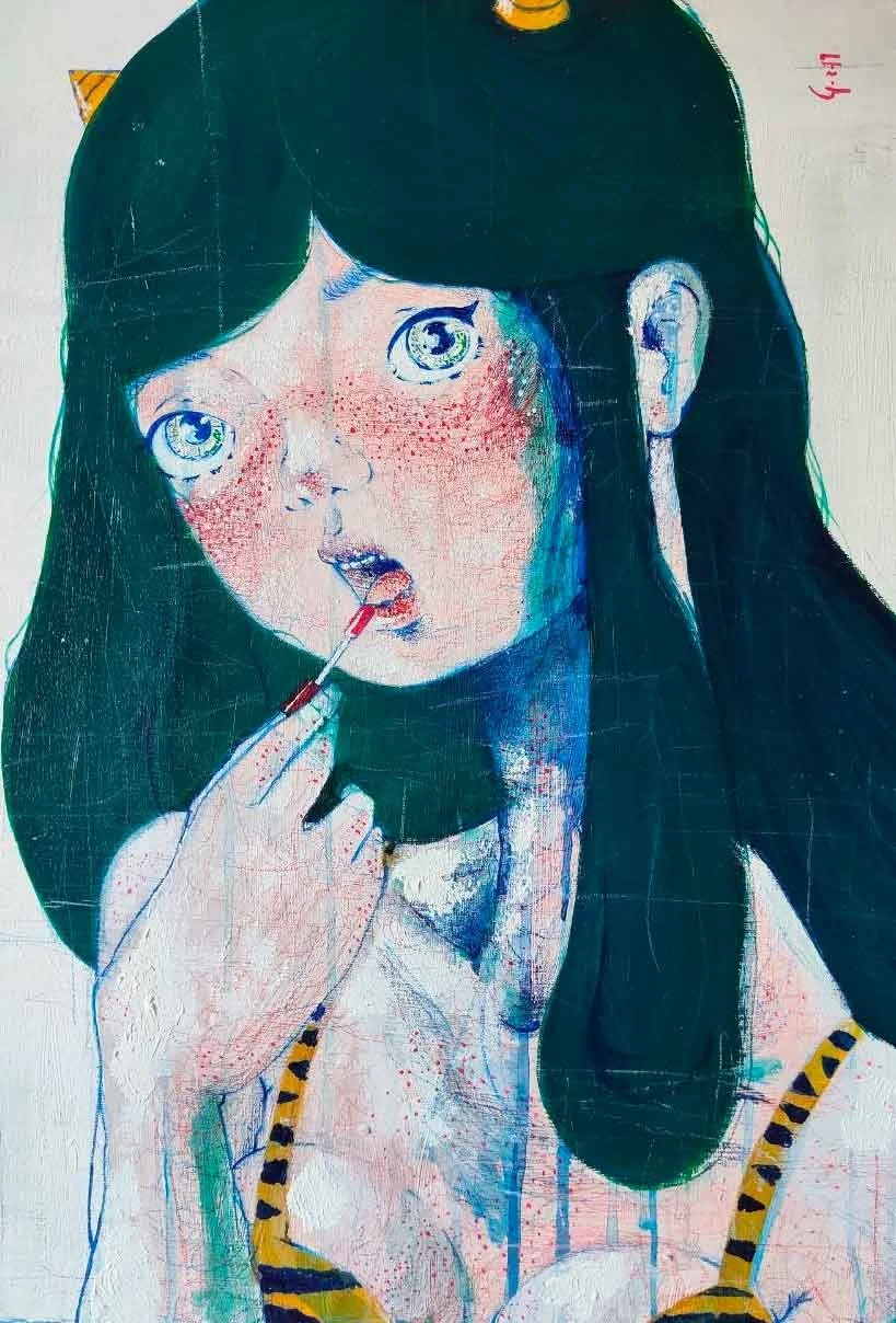 Lamù - Cosplayer in the mirror - Diego Gabriele
Acrylic and pastel painting on cardboard