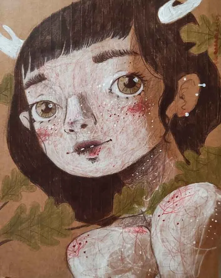 Mondi Invisibili - Ritratto di Panisca d'Autunno - Diego Gabriele
Acrylic and pastel painting on cardboard