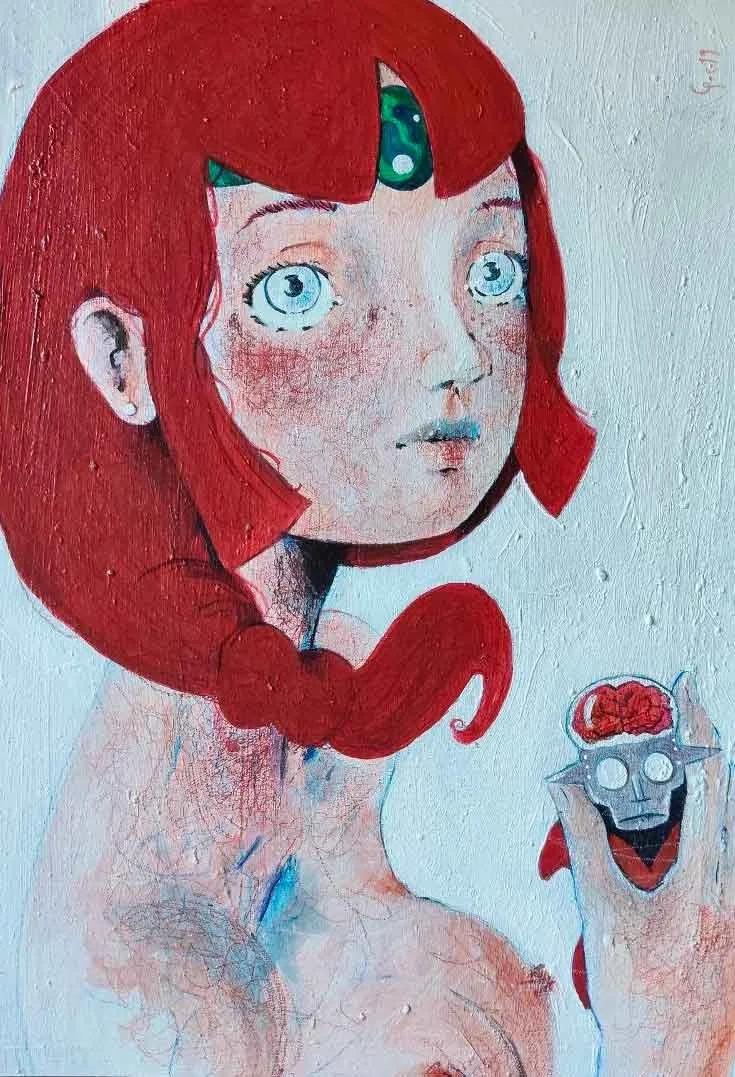 Koros (Daitarn III) - Cosplayer in the mirror - Diego Gabriele
Acrylic and pastel painting on cardboard