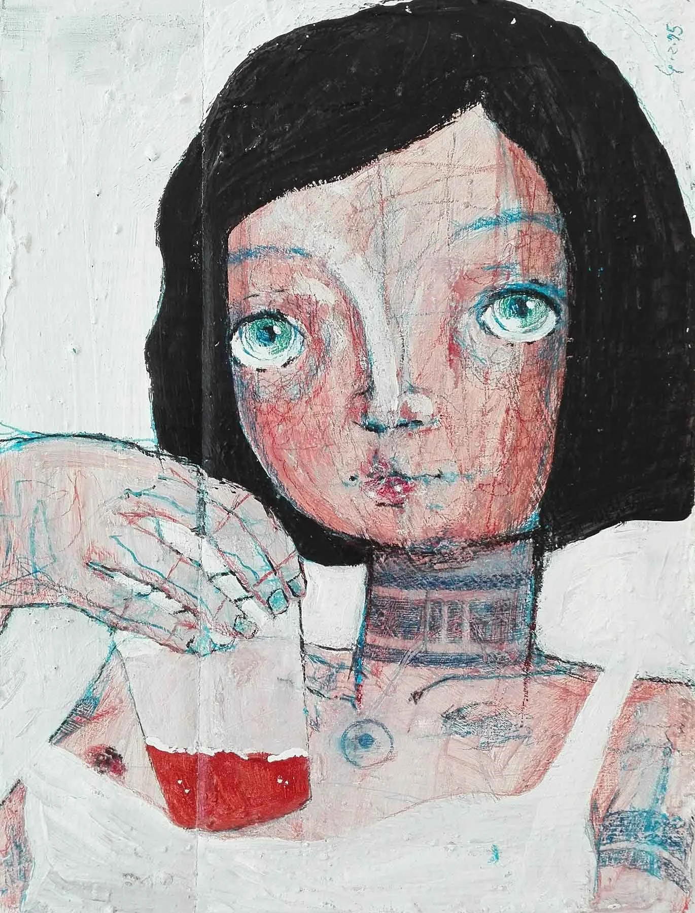 "Ragazza con la Birra" Burnout Series by Diego Gabriele
acrylic and pencil on cardboard