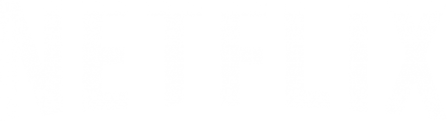 Close-up of the Netflix logo in black and white.