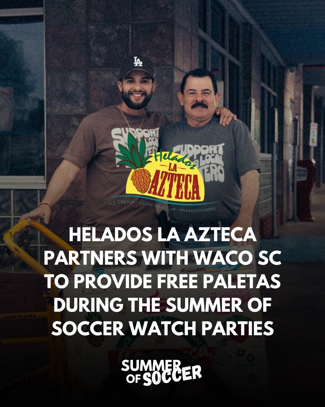 Waco&rsquo;s Summer of Soccer is almost here!

Free watch parties. Free paletas from Helados la Azteca. Just Waco coming together for the beautiful game.
Champions League Final, USA, and Mexico. All summer long. 

Free entry at every event. RSVP at w
