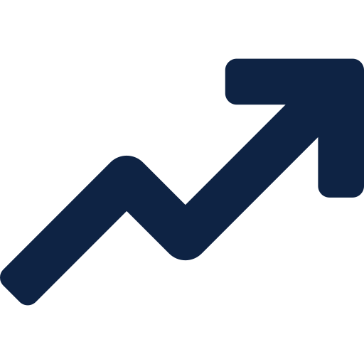 An upward trending arrow icon, representing growth or increase.