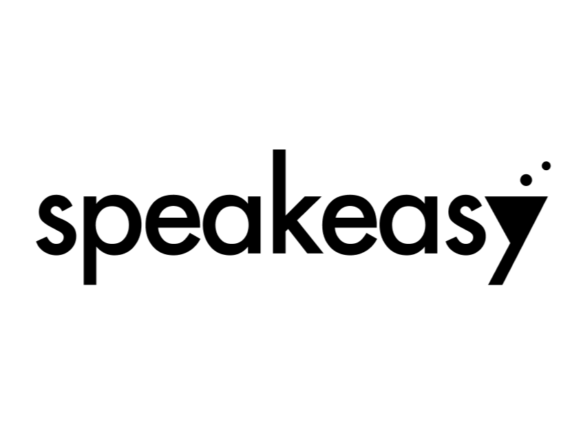 Logo of 'speakeasy' with a stylized 'y' ending and three dots above it.