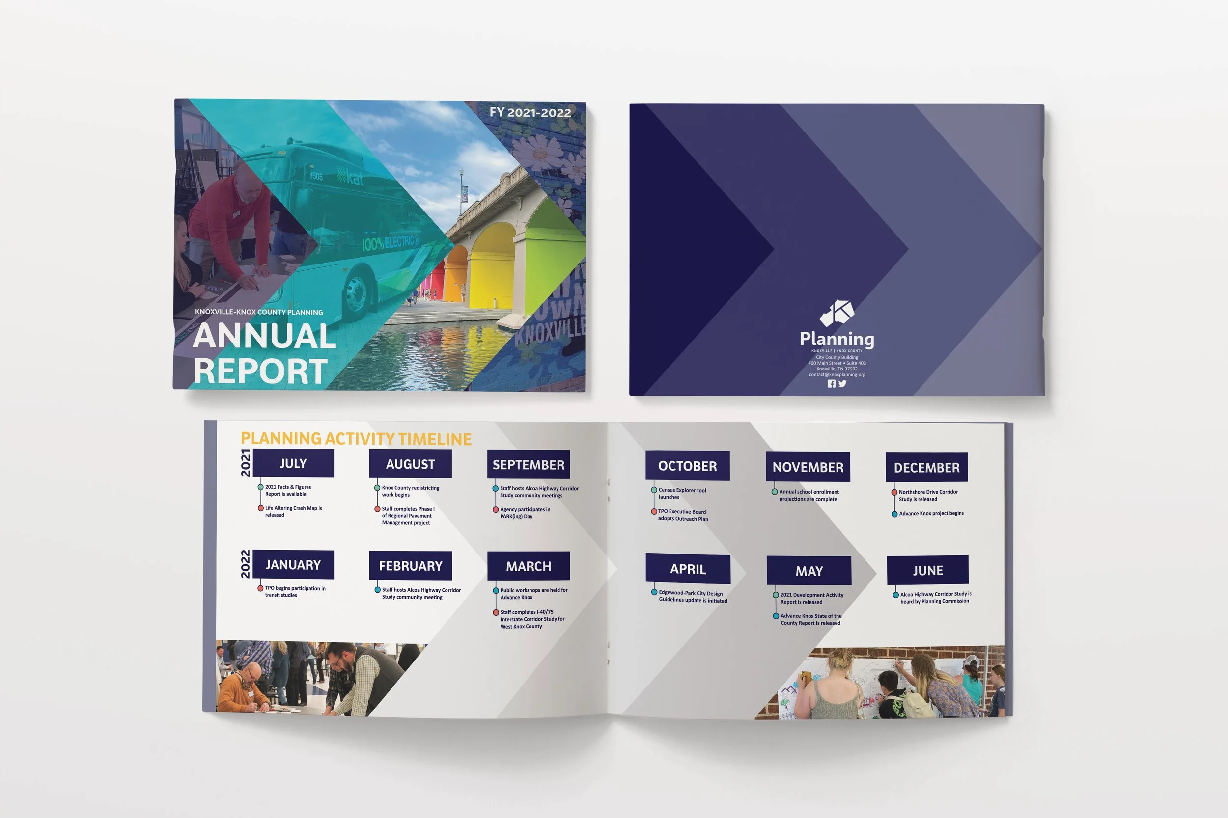 Knoxville- Knox County planning annual report and planning activity timeline displayed on posters