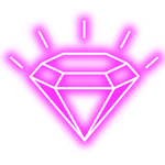 Pink diamond symbol with radiant lines around it.