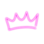 Neon pink crown outline on a black background