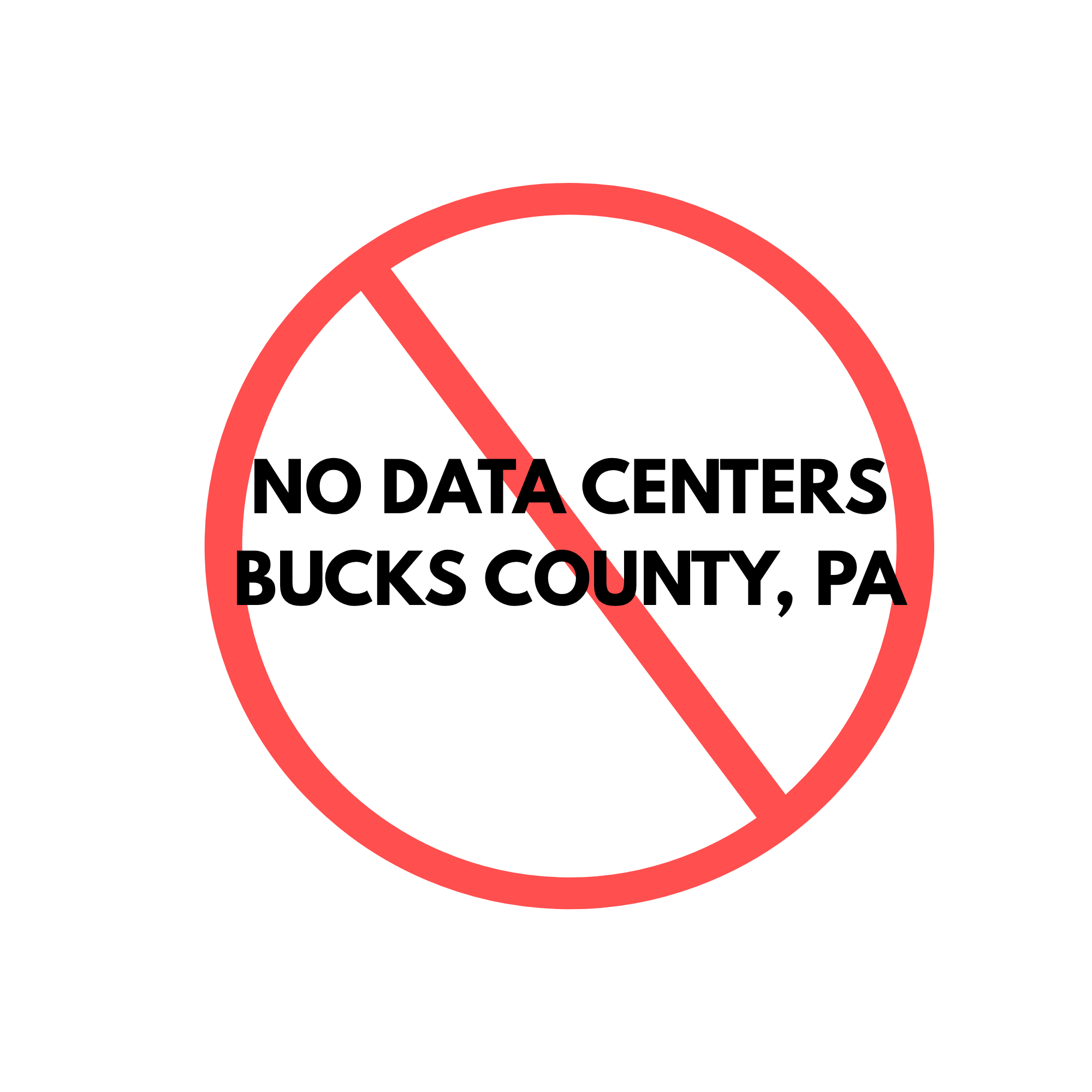 A red prohibition sign against data centers