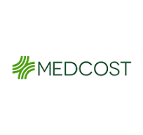 Medcost logo with green cross design and company name.