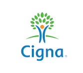 Cigna logo featuring a stylized green and blue tree with the company name below