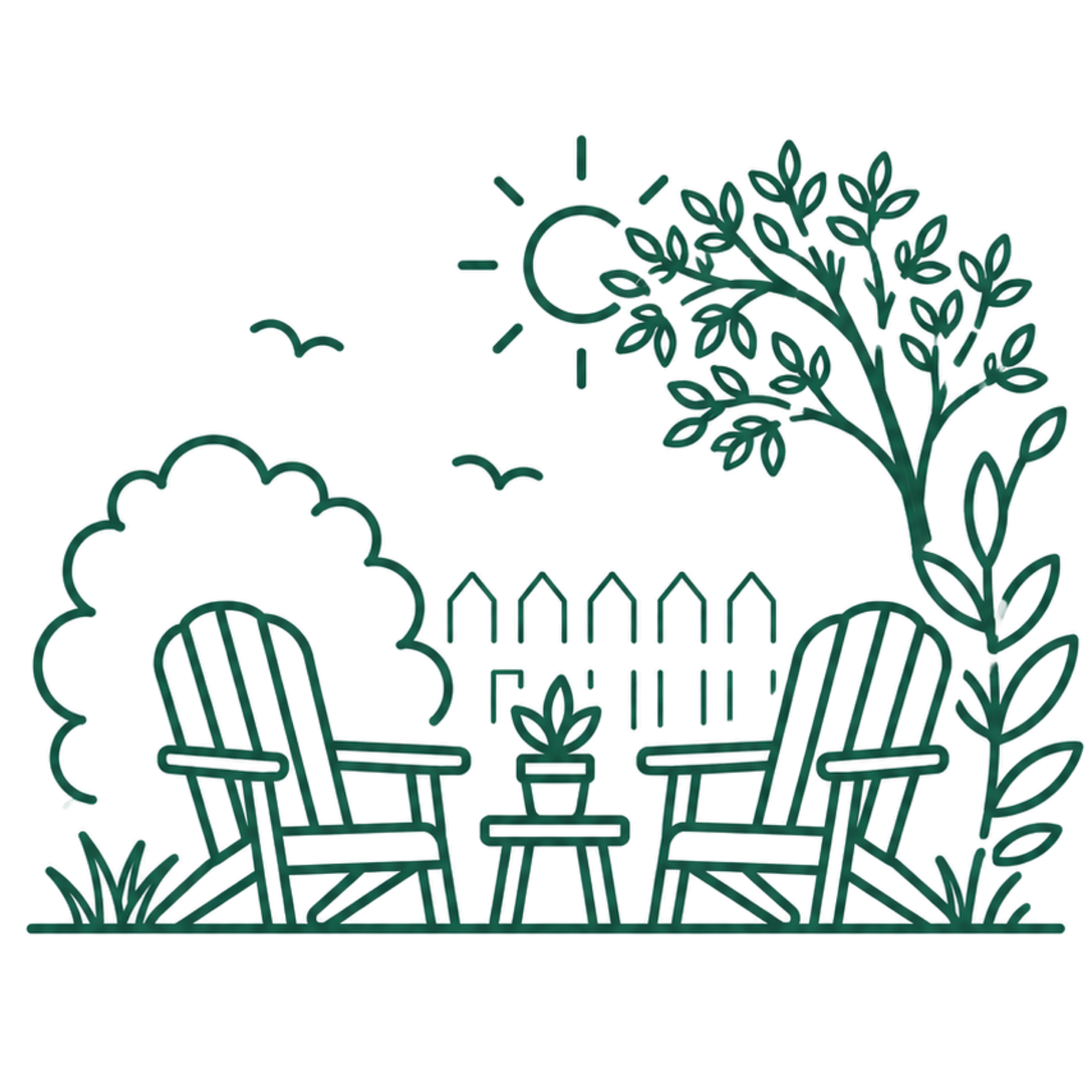 Decorative illustration of a watering can with a plant, within a patterned border
