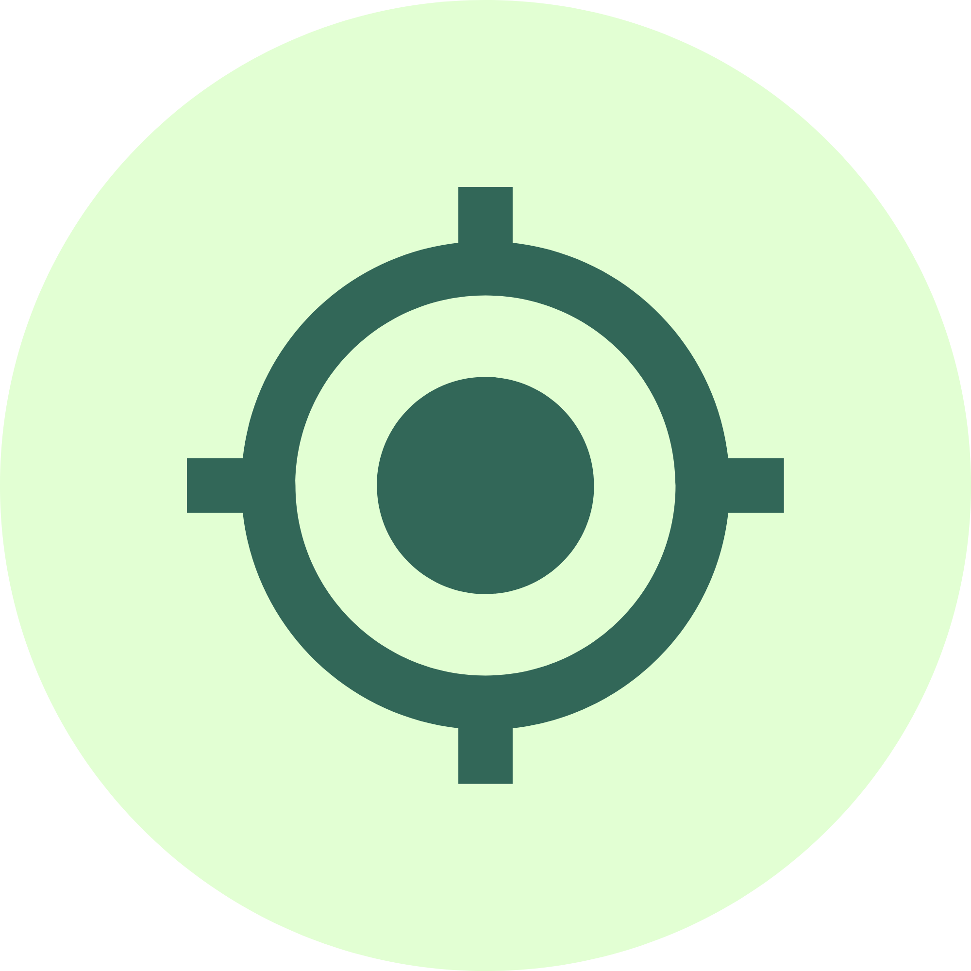 Green circle containing a black radio tower icon.