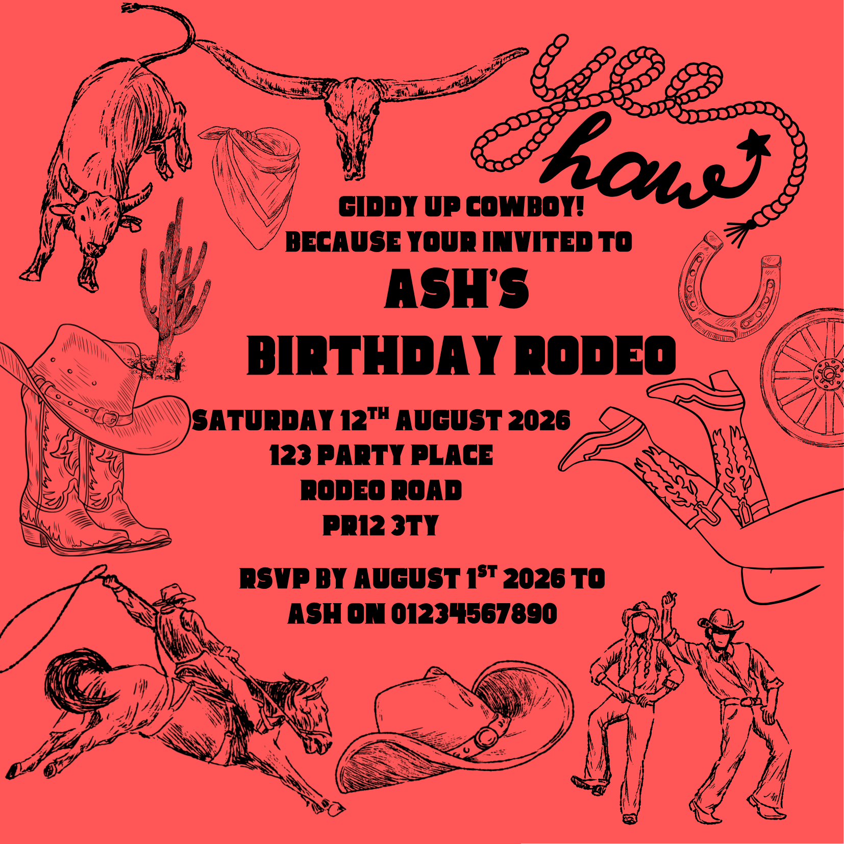 Rock Cowboy Invite Design Package