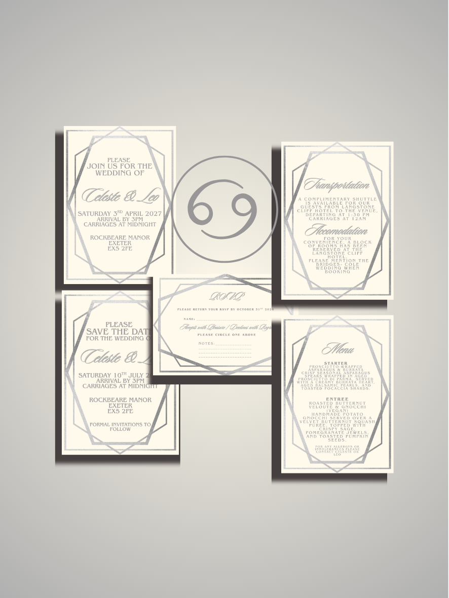 CANCER - ZODIAC COLLECTION FULL INVITE DESIGN PACKAGE