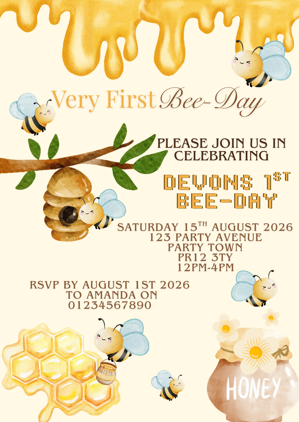 Very First BEE-Day Design Invite Package