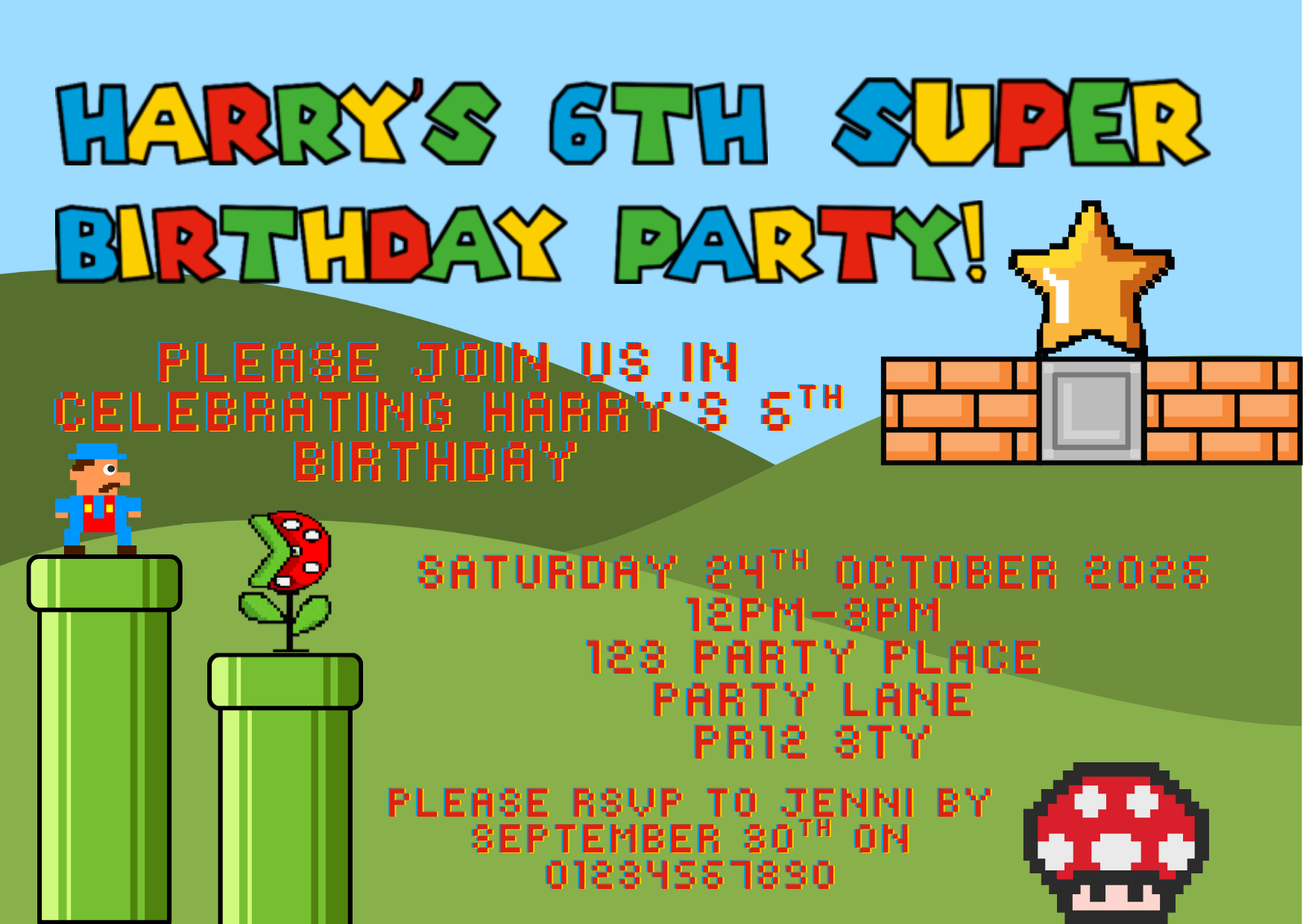 Game Italian Plumber Full Invitation Design Package