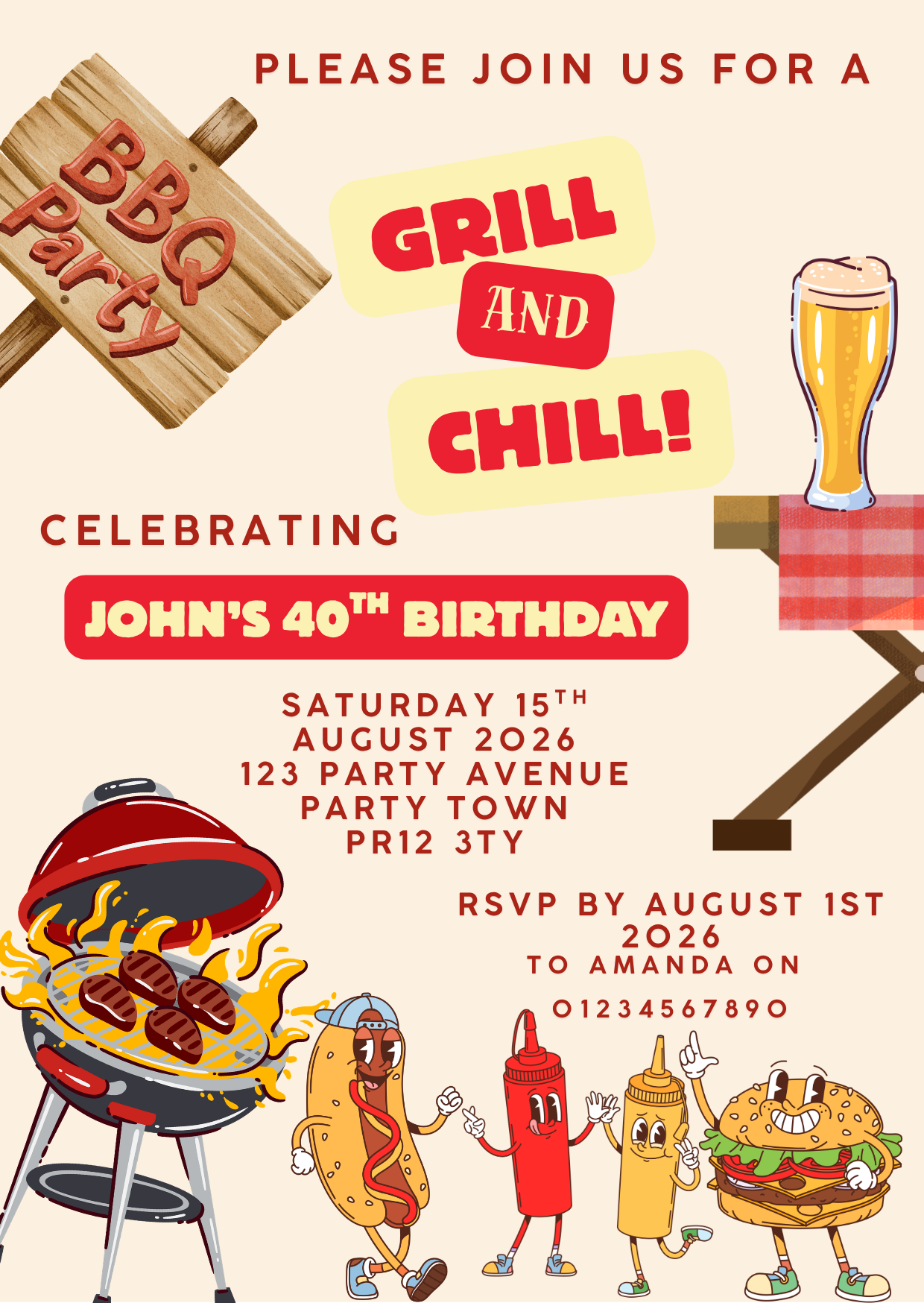'Grill n Chill' Design Invite Package