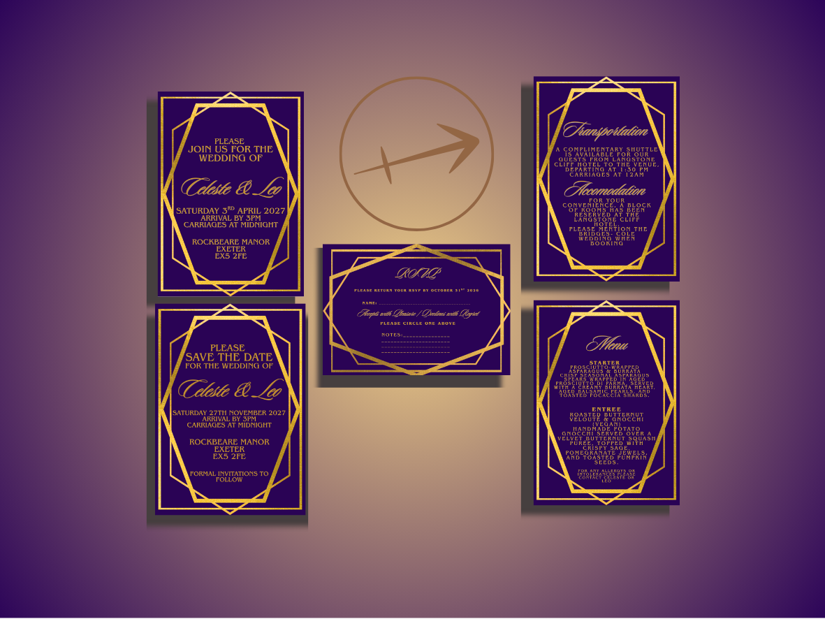 SAGITTARIUS -ZODIAC COLLECTION FULL INVITE DESIGN PACKAGE