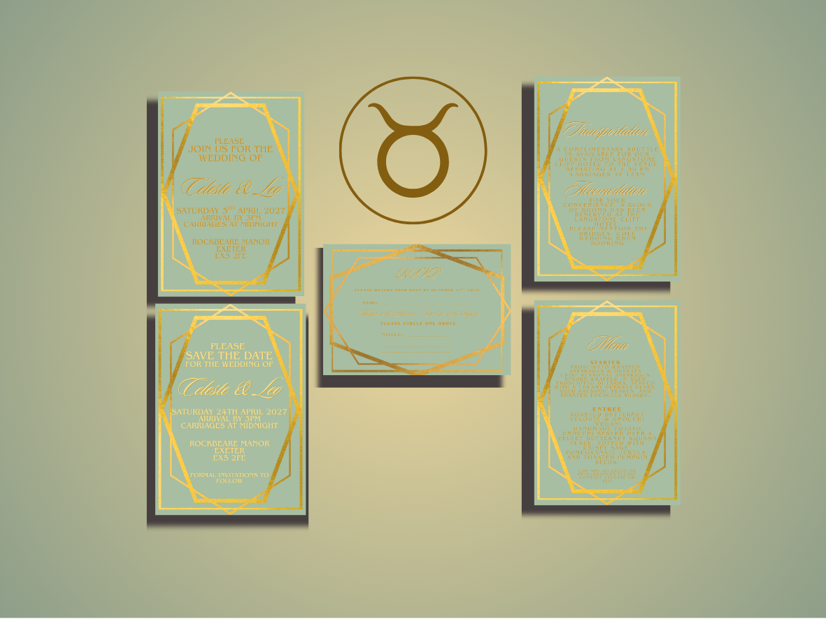 TAURUS - ZODIAC COLLECTION FULL INVITE DESIGN PACKAGE