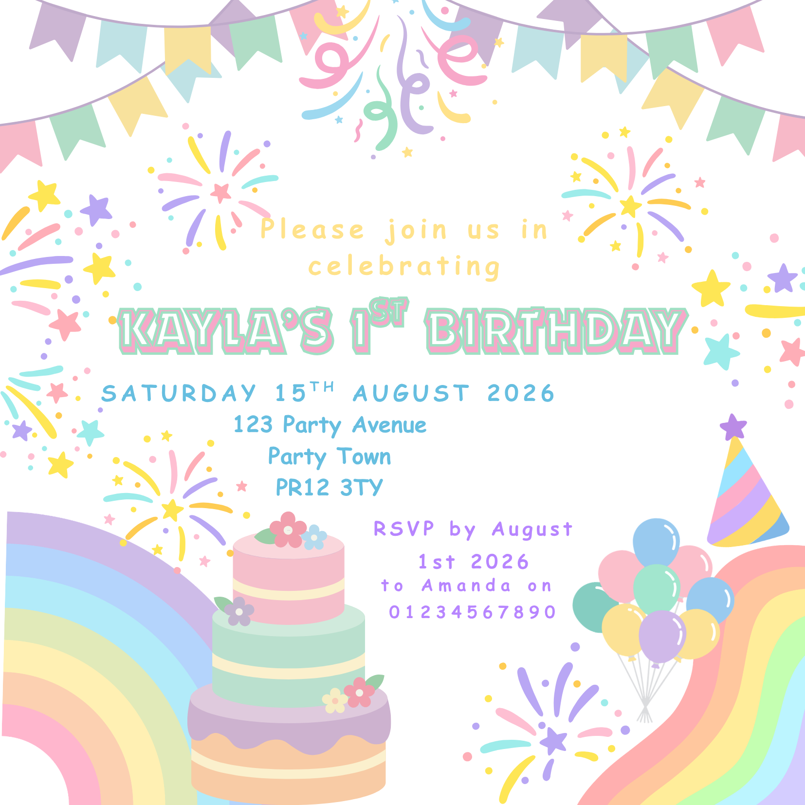 'Pastel Rainbow' Design Invite Package