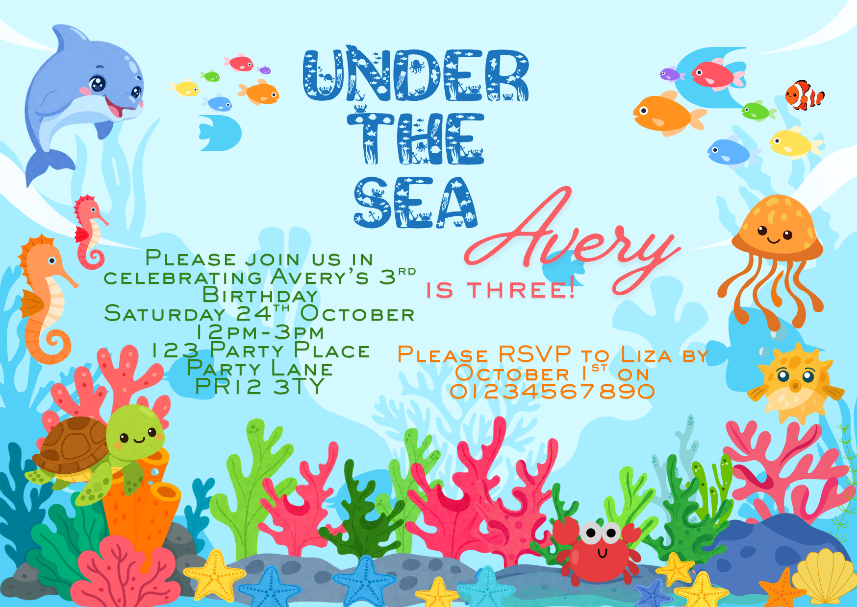 Under the Sea They are Three Full Invitation Design Package