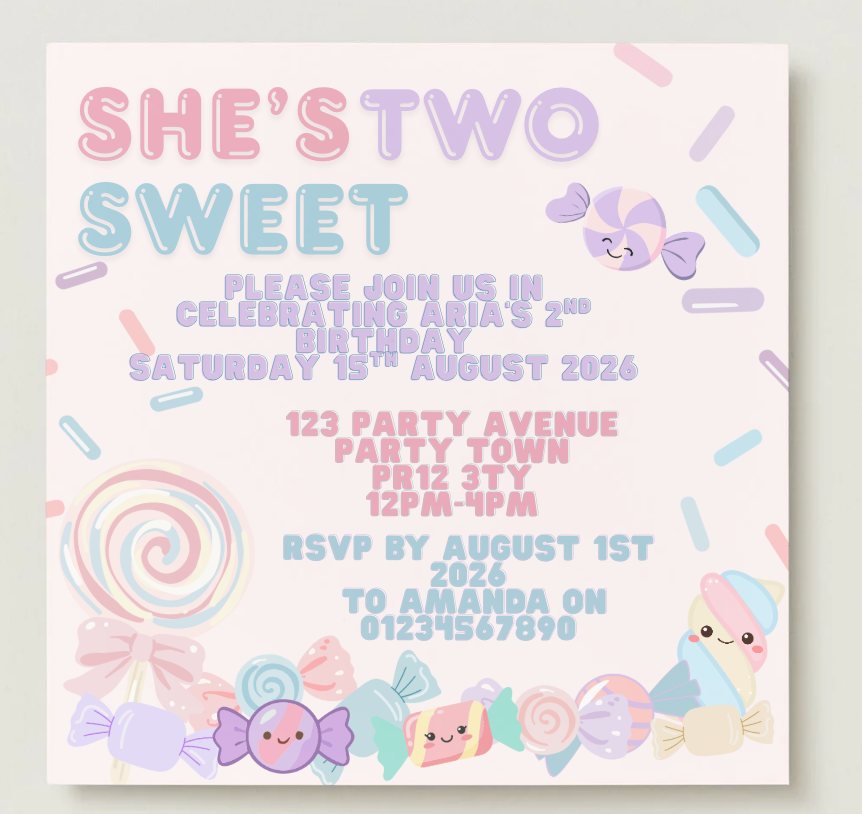 'Two Sweet' Design Invite Package