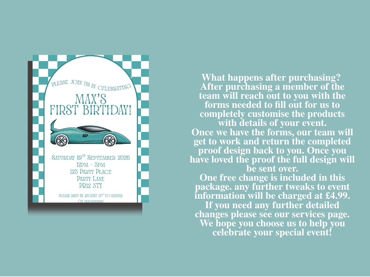 Birthday Raceway Full Invitation Design Package
