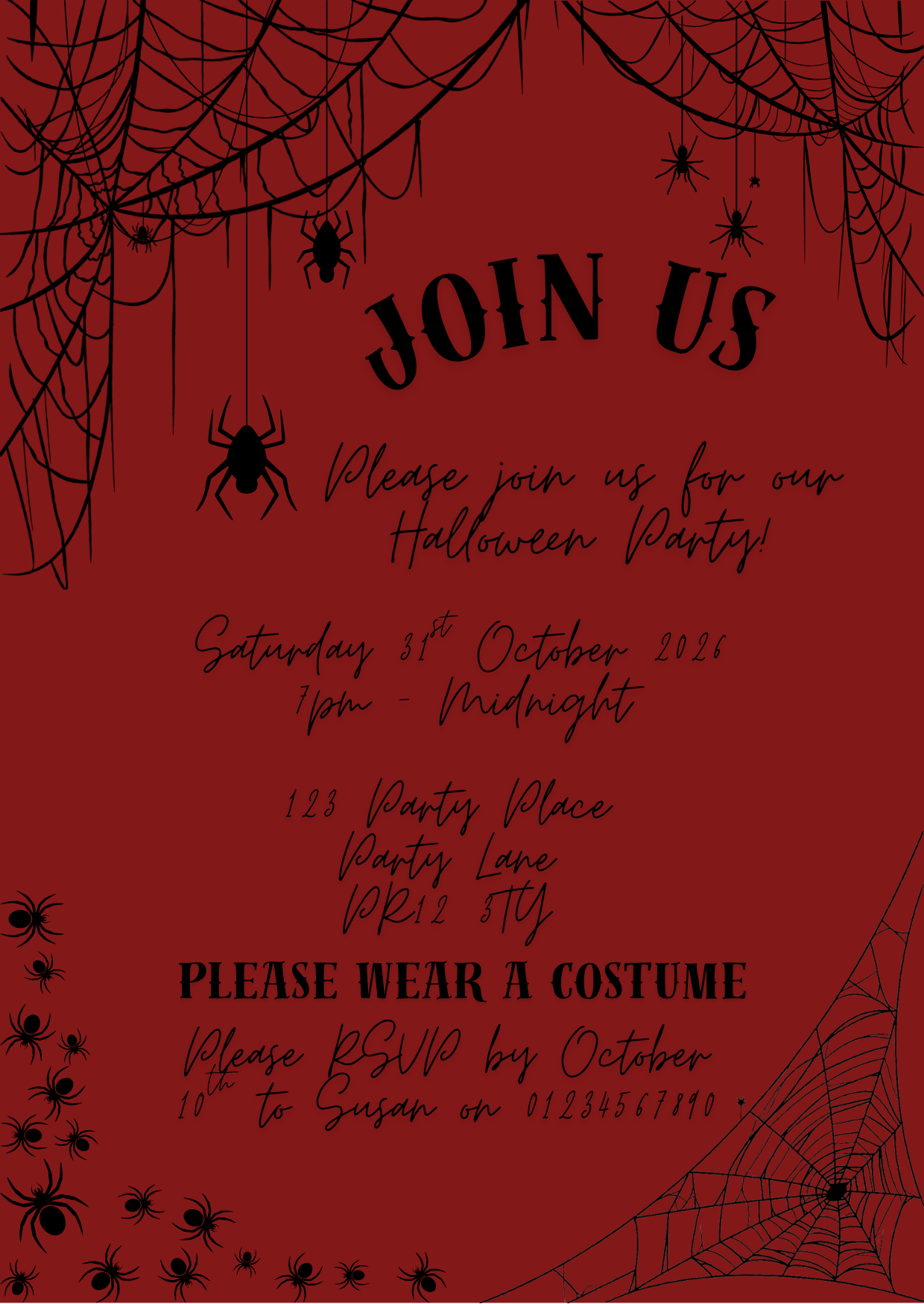 The Spider's Web Halloween Full Invite Design Package