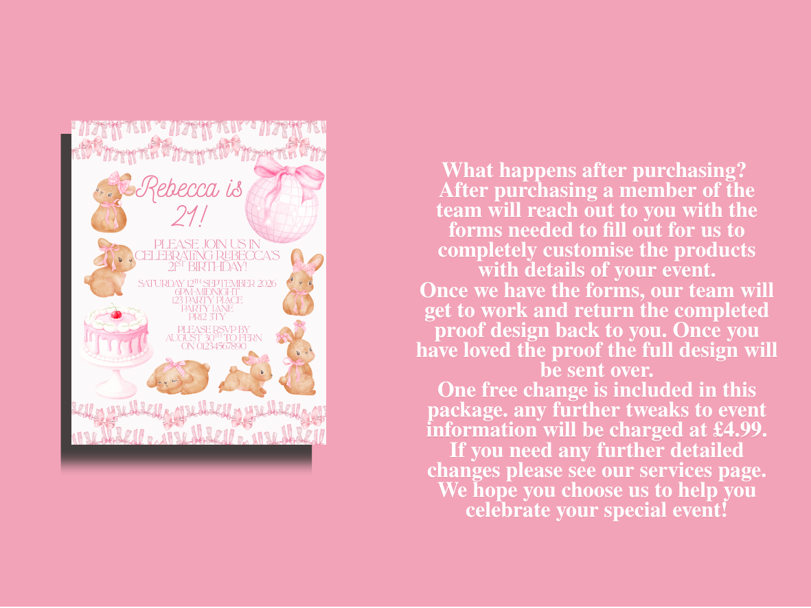 Coquette Brown Bunny Full Invitation Design Package
