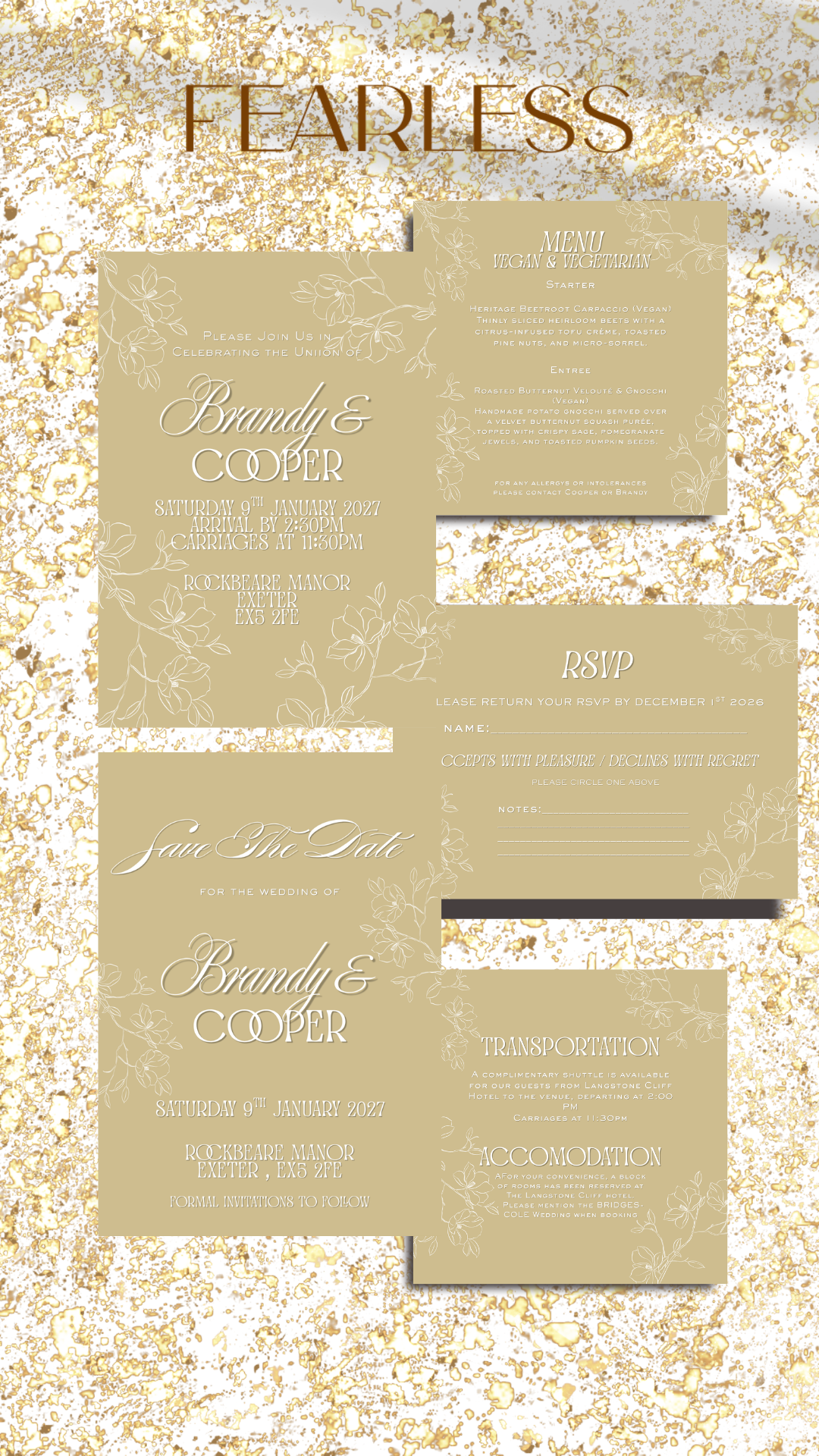 FEARLESS - Its Been a Long Time Coming Wedding Invitation Full Design Package