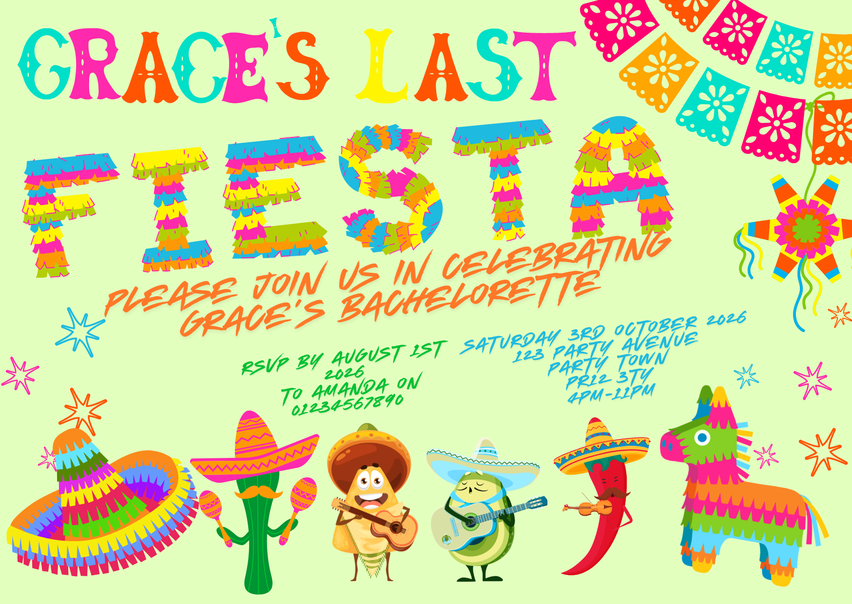 'The Last Fiesta' Hen Do/Bachelorette Design Invite Package