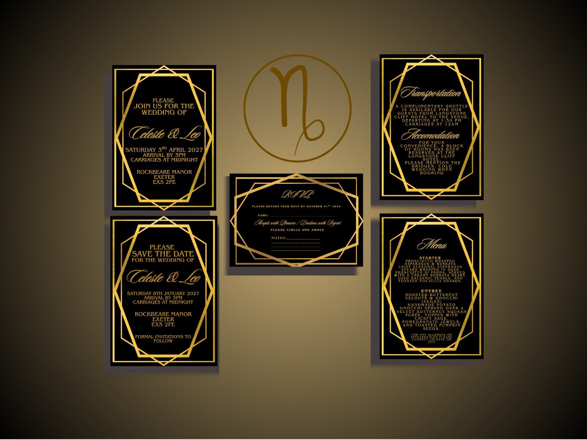 CAPRICORN - ZODIAC COLLECTION FULL INVITE DESIGN PACKAGE