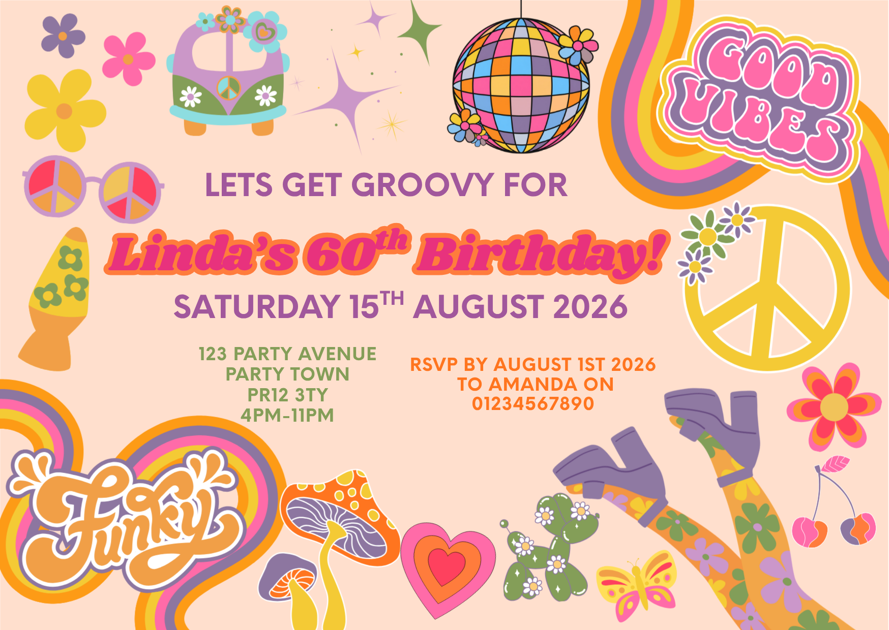 'Let's Get Groovy' Design Invite Package
