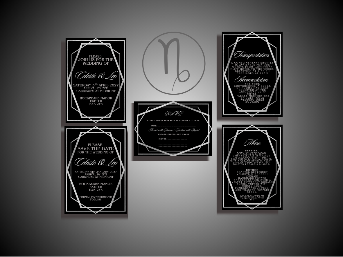 CAPRICORN - ZODIAC COLLECTION FULL INVITE DESIGN PACKAGE