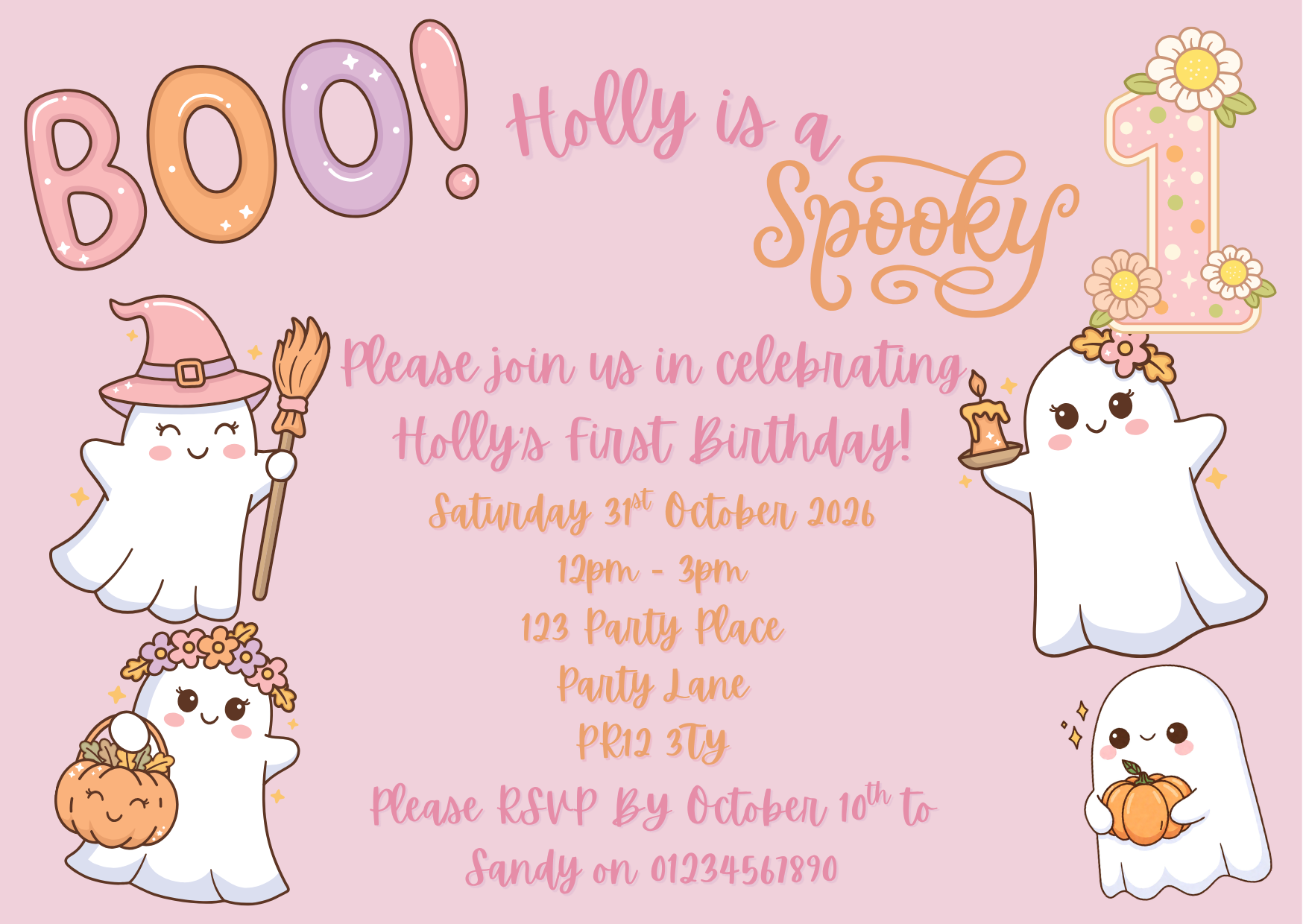 Spooky One Halloween Birthday Full Invite Design Package