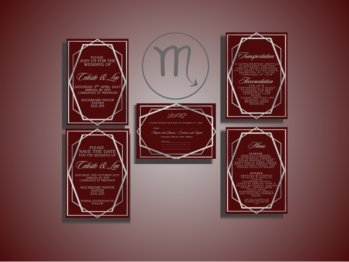 SCORPIO - ZODIAC COLLECTION FULL INVITE DESIGN PACKAGE