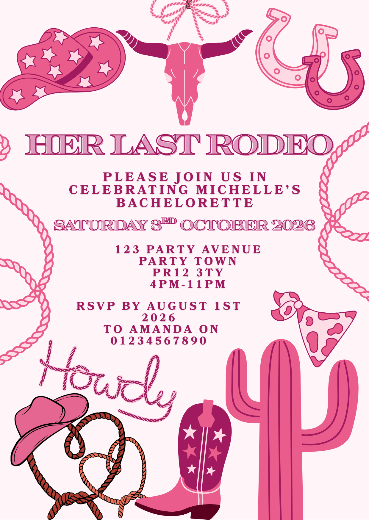 'Last Rodeo' Hen Do/Bachelorette Design Invite Package