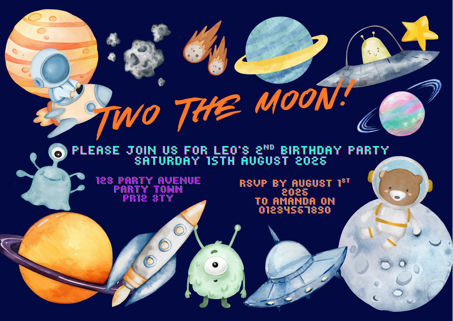 Too The Moon Design Invite Package