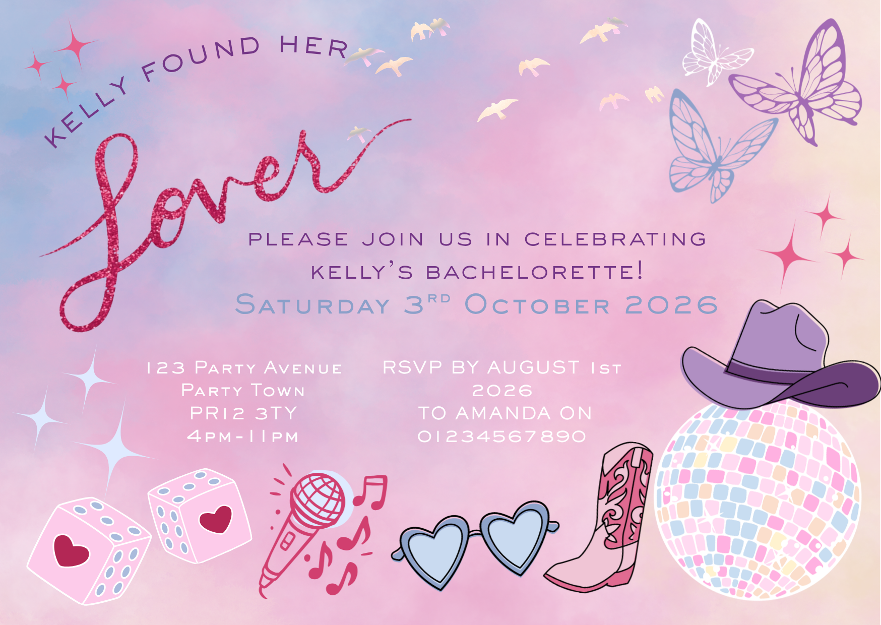 ‘Lover’  Bachelorette/Hen Do Invite Design Package