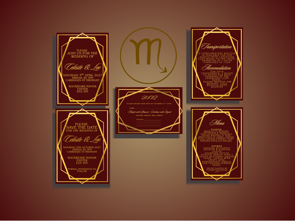 SCORPIO - ZODIAC COLLECTION FULL INVITE DESIGN PACKAGE