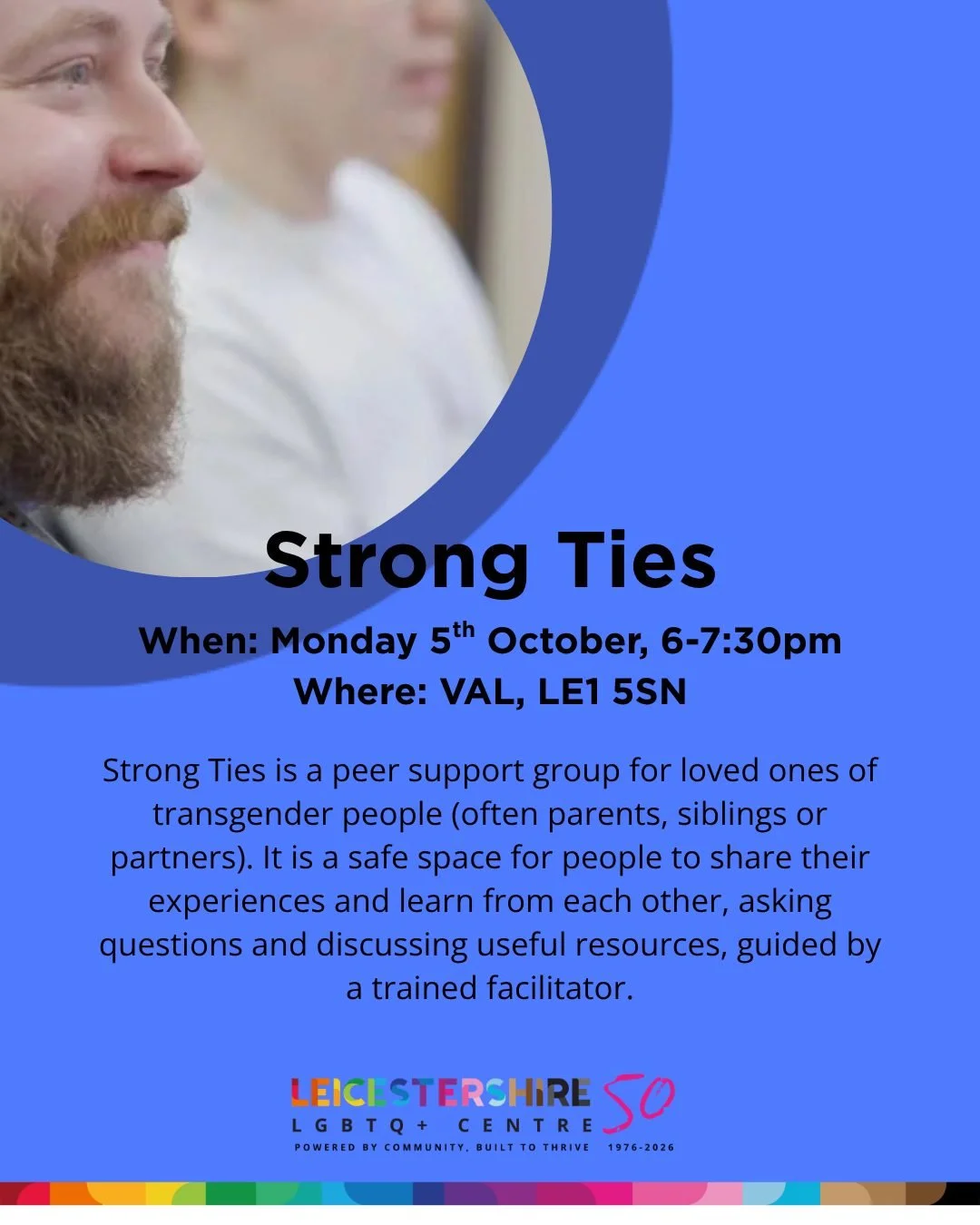 Our monthly Strong Ties peer support group is meeting this coming Monday 5th October.

If you are the loved one of a transgender person and would like a safe space to talk or learn from, and with, other people,  join us at the Centre from 6-7:30pm.
