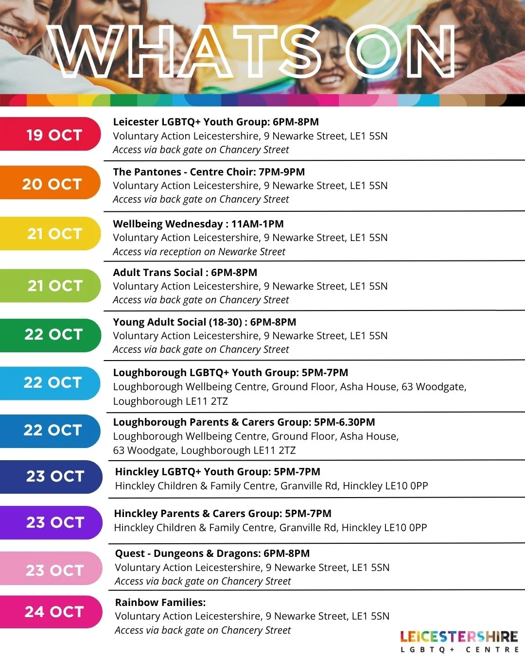 🌈 Here&rsquo;s what&rsquo;s on at the Centre this week! 🌈 
 
Looking for fun, connection, and community? We've got something for everyone! No bookings necessary! 
 
Whether you're here for the laughs, chats, or adventures, we can&rsquo;t wait to se