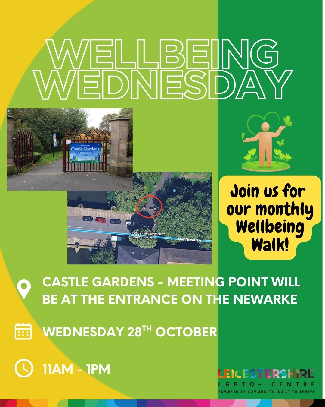 Join us for our monthly Wellbeing Walk! The Wellbeing Walk will always take place on the last Wednesday of each month, dressing appropriately for the weather is advised, we will supply bottled water but if you would like to bring any lunch along for 