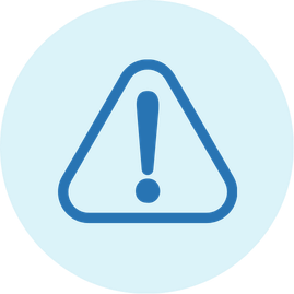 Warning sign with a blue background and a blue exclamation mark inside a triangle.
