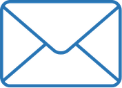 Outline of an envelope icon in blue